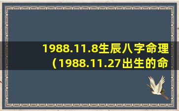 1988.11.8生辰八字命理（1988.11.27出生的命运如 🐎 何）